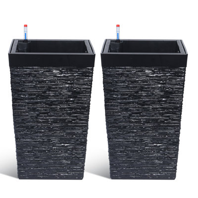 2 grands pots de fleurs noirs 16 po