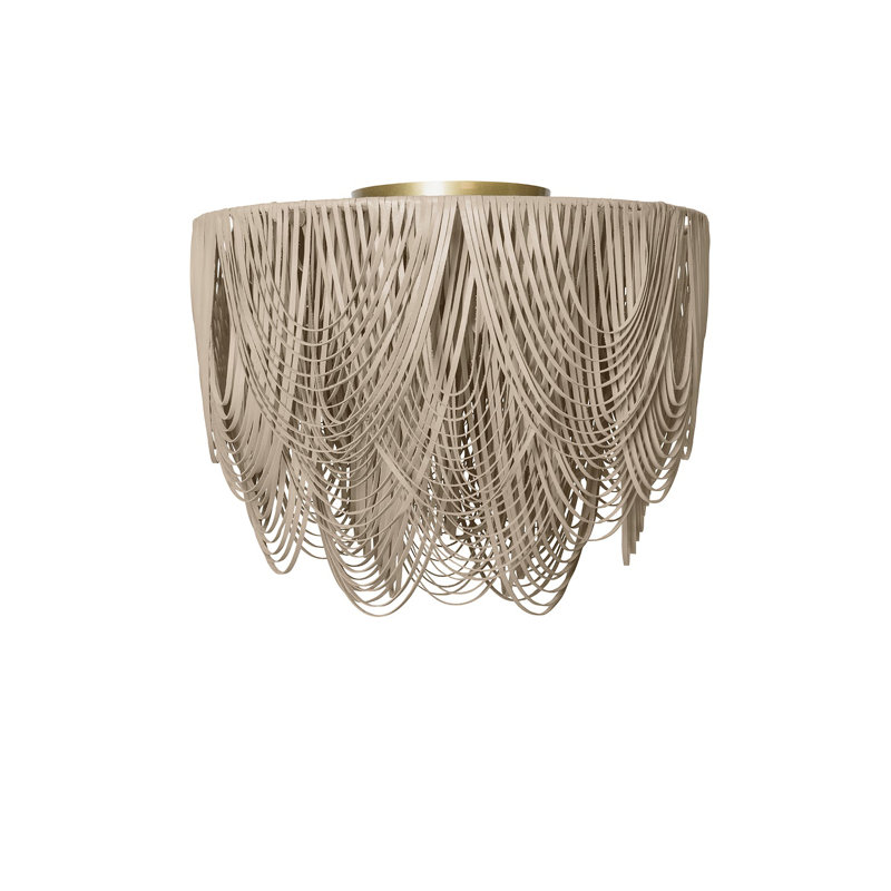 Medium Leather Fringe Flushmount Chandelier, 22" H x 28" W x 28" D