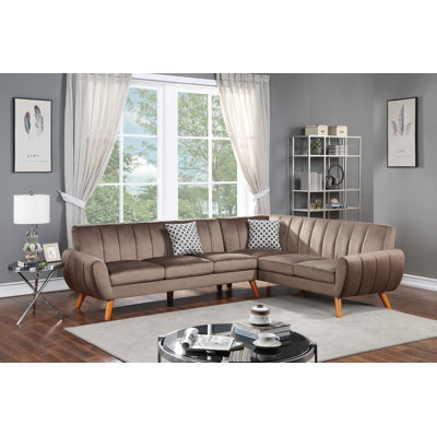Ensemble de canapé modulaire en velours gris 2 pièces