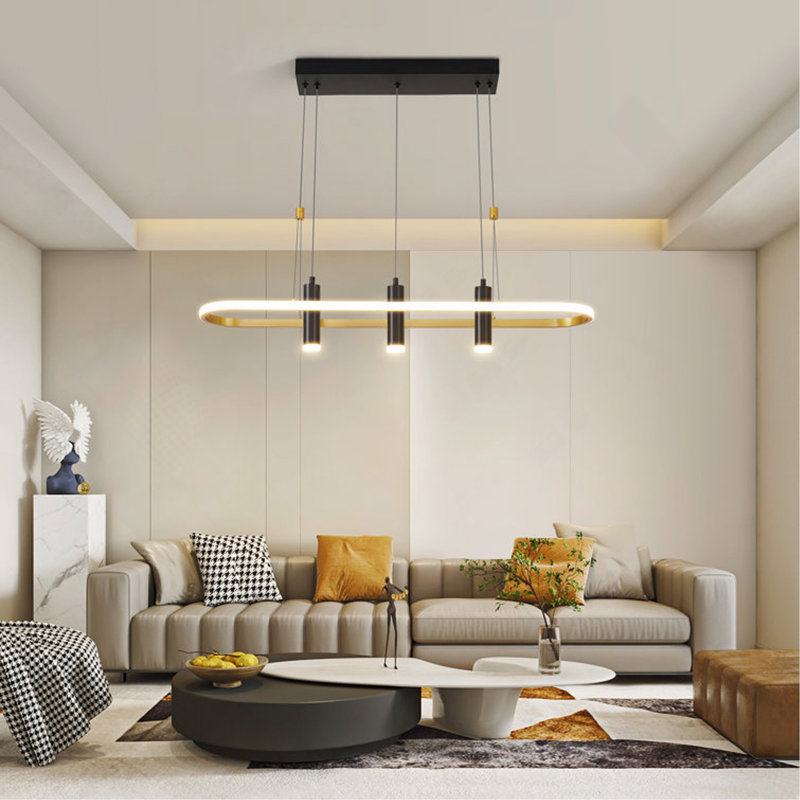Luminaire suspendu à 4 lumières DEL Javeriah noir / doré à intensité variable [sans ampoule]