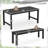 3PCS Dining Table Set w/ 2 BenchesPatio HDPE Weather Resistant Furniture Set Black-1784849582
