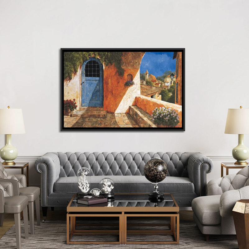 « the french door », impression sur toile, H 18 po x l 26 po x P 1,5 po, Toile avec cadre noir