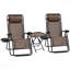 Fauteuil inclinable pliable brun avec table d'appoint et fauteuil avec porte-gobelets et oreillers