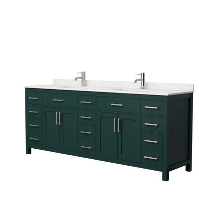 Beckett 84" Freestanding Double Bathroom Vanity with Cultured Marble Top