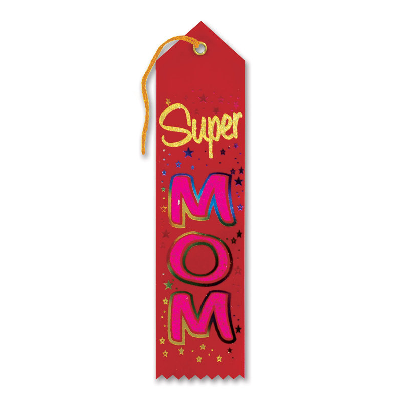Ruban de récompense Super Mom - 2 po x 8 po - paquet de 6