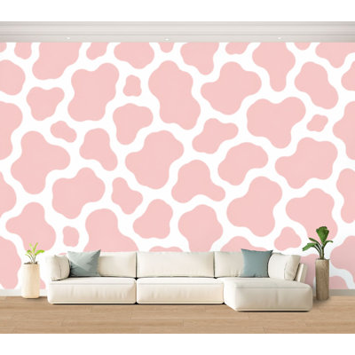 Papier peint adhésif autocollant amovible Vache rose, papier auto-adhésif pour animaux de compagnie, pour salon, 100 po x l 144 po