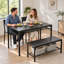 Ensemble de salle à manger Tamajah 4 pièces pour 4 personnes, sans rembourrage, avec table, banc, 2 chaises et étagères de rangement-2100986267