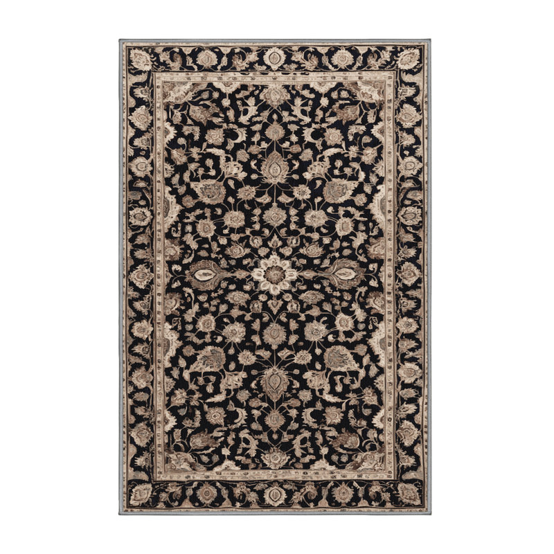 Tapis persan gris lavable à la machine, Rectangulaire 2 pi x 3 pi