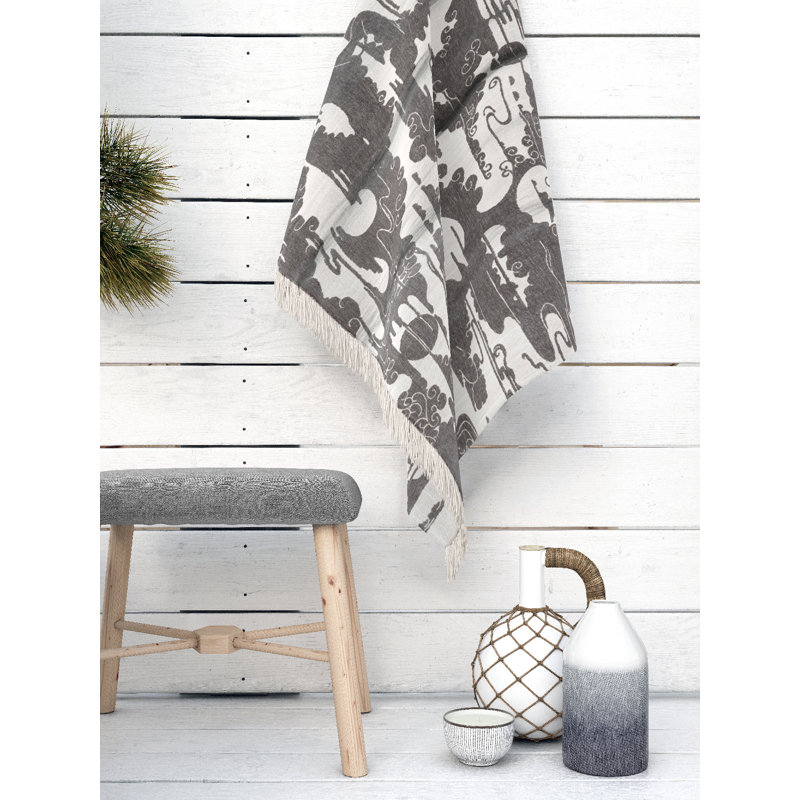 Clouds Hand Woven Throw Blanket, Rosebud