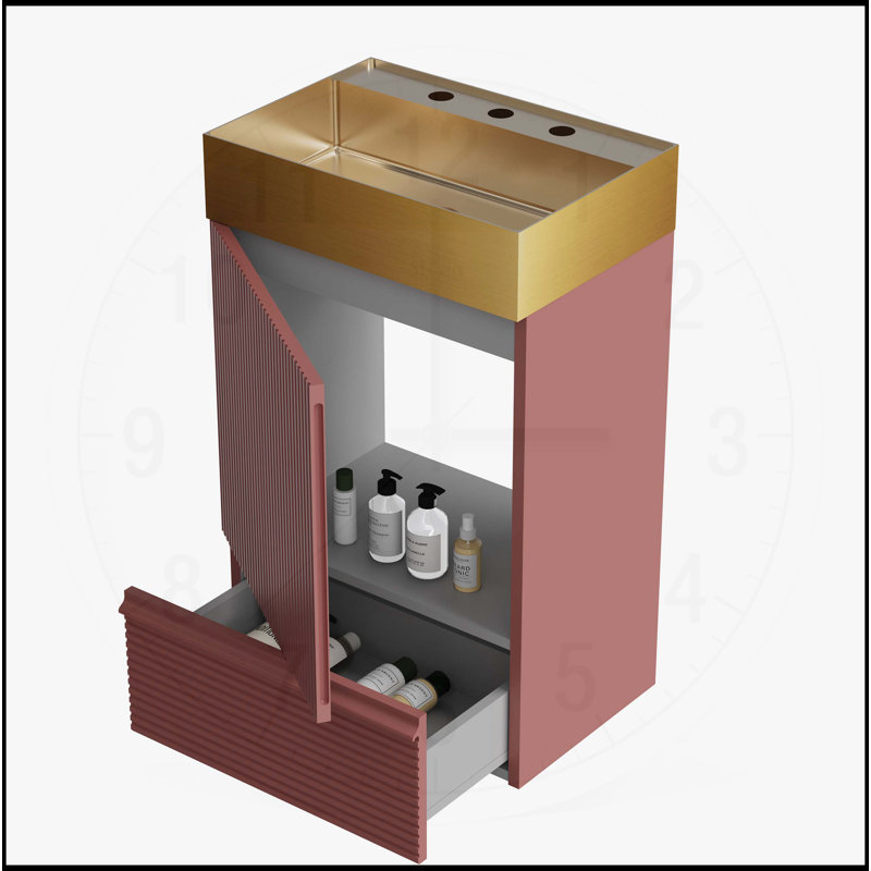 Meuble-lavabo moderne avec lavabo et rangement intégrés, H 32,7 po x l 20,09 po x P 13,79 po, Rouge