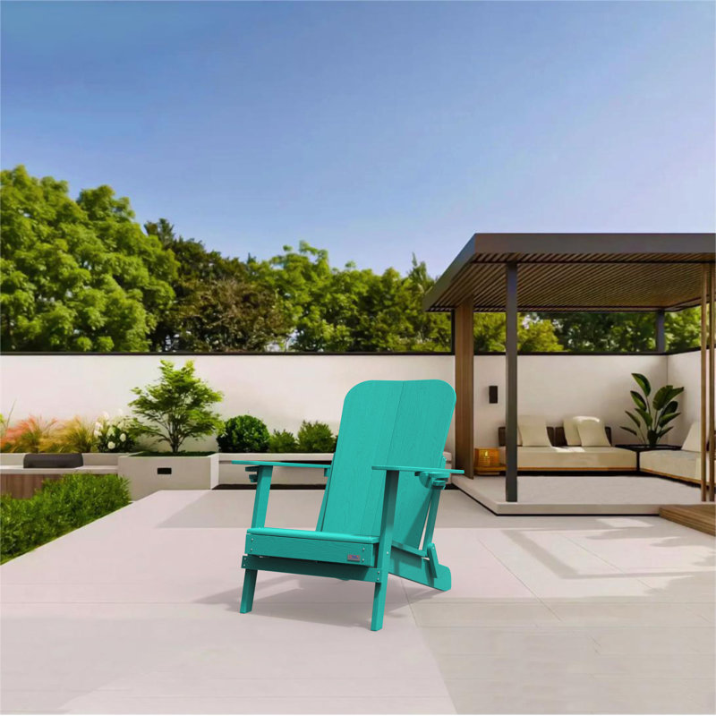 Breianna Foldable Outdoor Adirondack Chair, Green