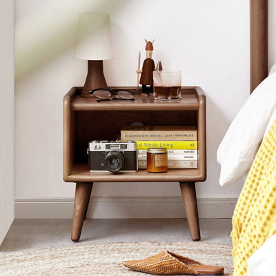 Pure Solid Wood Bedside Cabinet Modern Simple Nightstands European Beech Bedside Cabinet Nordic Bedroom Solid Beech Storage Cabinet 0.4M
