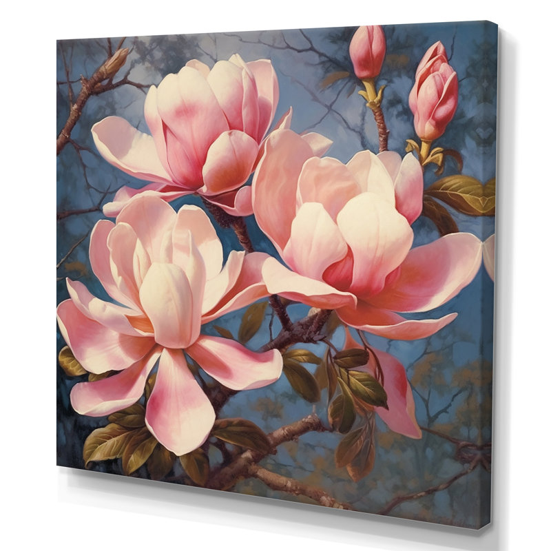«Pink White Magnolias Elegance Landscape» sur toile, H 36 po x l 36 po x P 1,5 po, Toile tendue