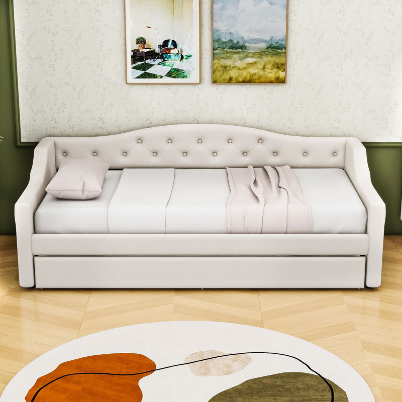 Twin XL Daybed with Trundle and LED, 	Beige