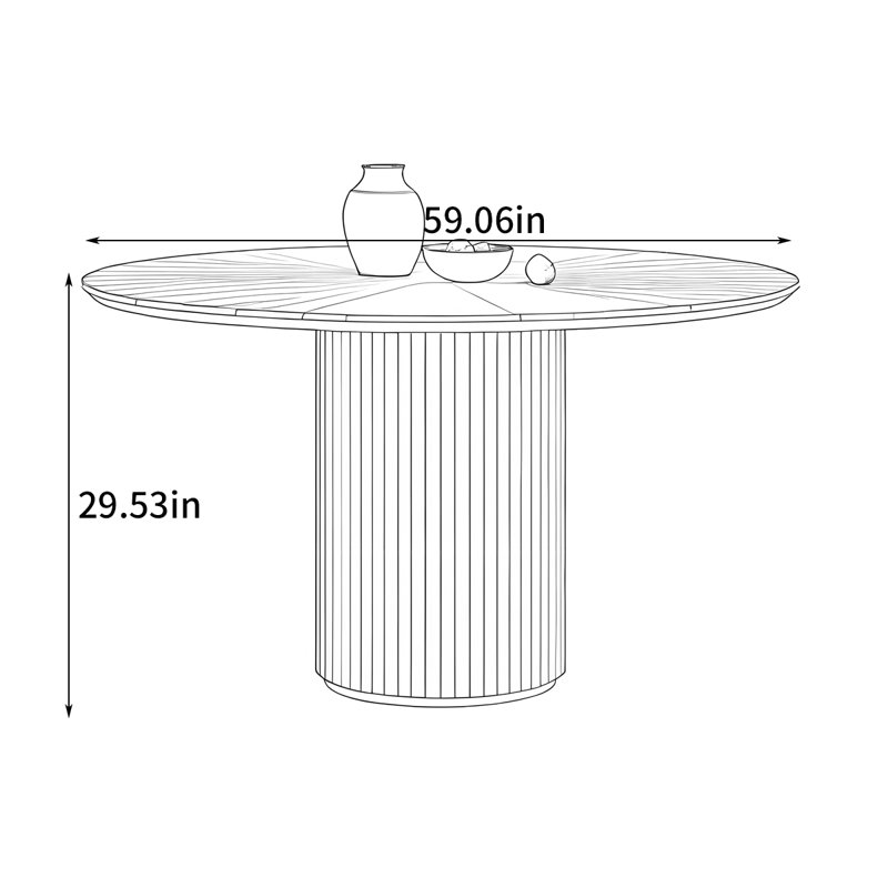 Table de salle à manger ronde simple et moderne, 29.53"H x 59.06"L x 59.06"W