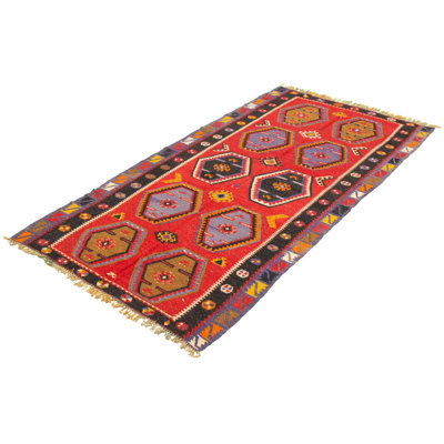 Tapis décoratif en laine de conception unique noué à la main des années 1980 4 pi 11 po x 9 pi 10 po Cyarra