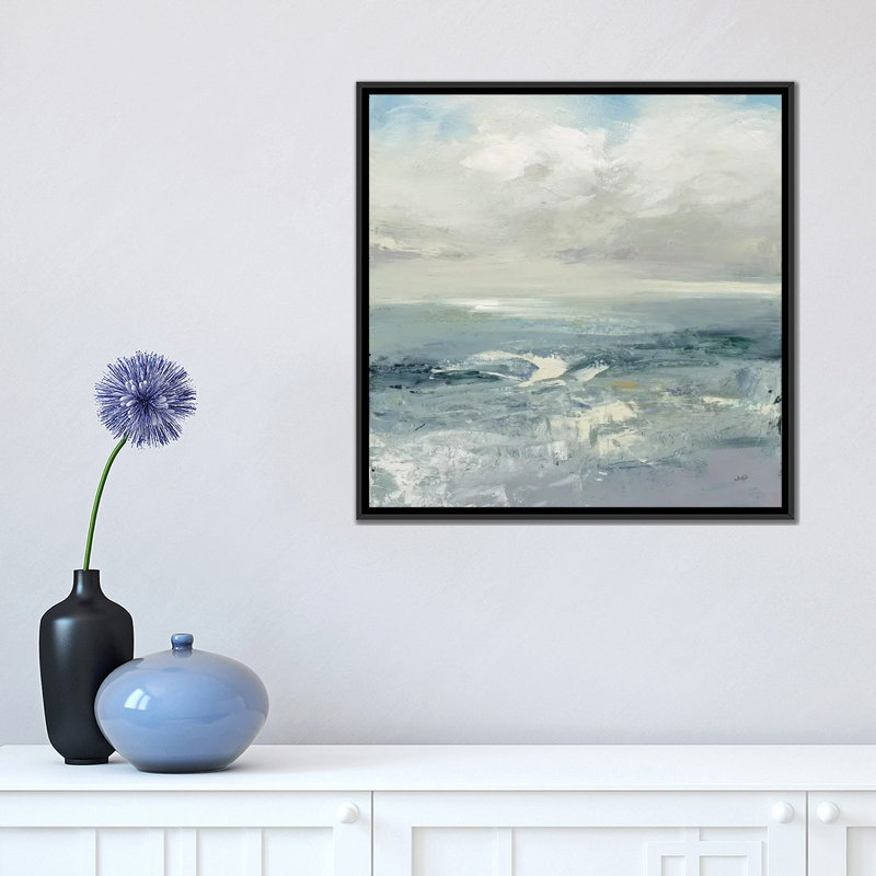 « ondulations », impression sur toile, H 18 po x l 18 po x P 1,5 po, Toile avec cadre noir, Pas de tapis