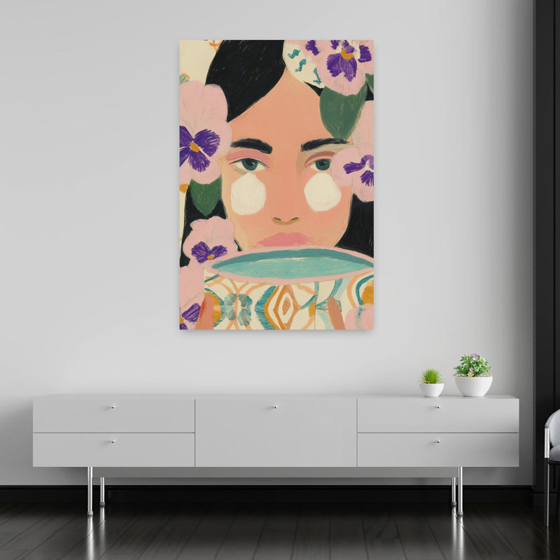 «Dreamy Floral Portrait», impression d'art mural, H 60 po x l 40 po