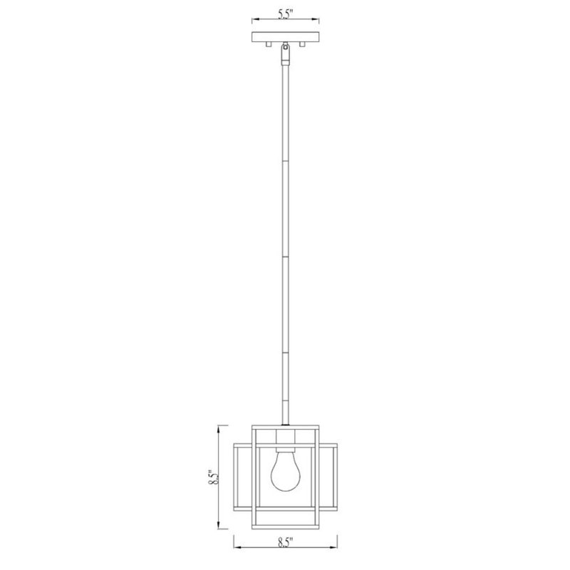Luminaire suspendu carré à 1 lumière Orona, Noir / Nickel Brossé
