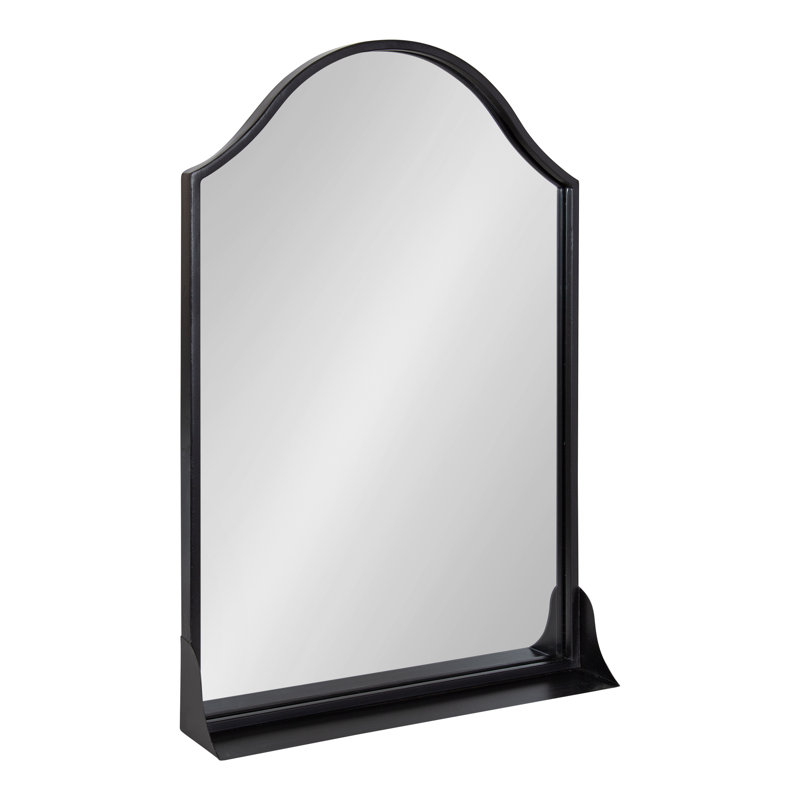 Dukene Metal Mirror with Shelves, Black, 20" x 30"