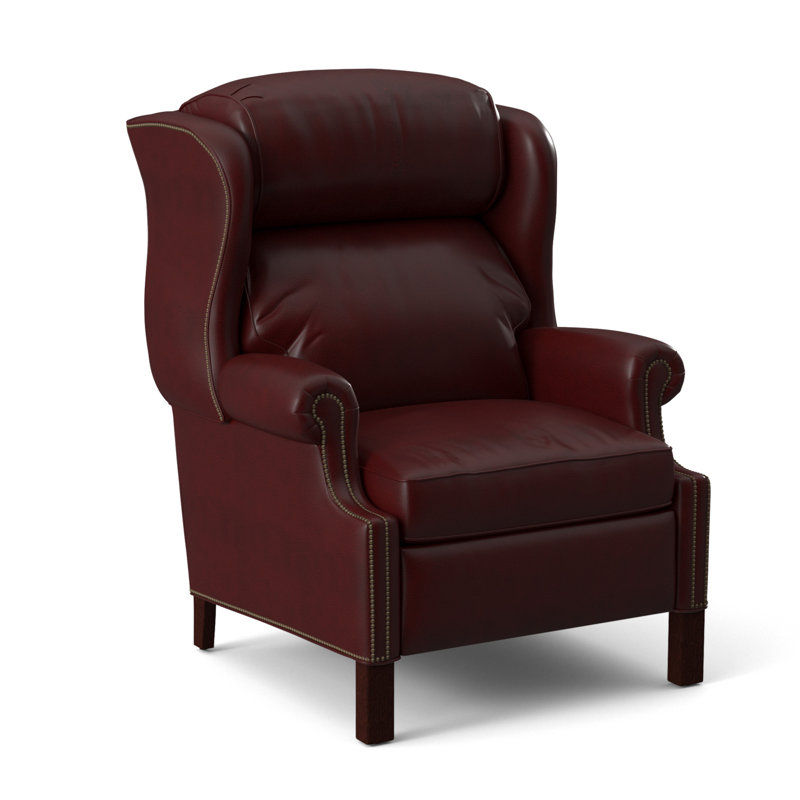Chippendale Recliner, #9 Natural, Rio Mineral Genuine Leather, Mahogany