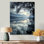 «Serene Lake At Dawn With First Light», art encadré lac, décoration murale paysage bleu