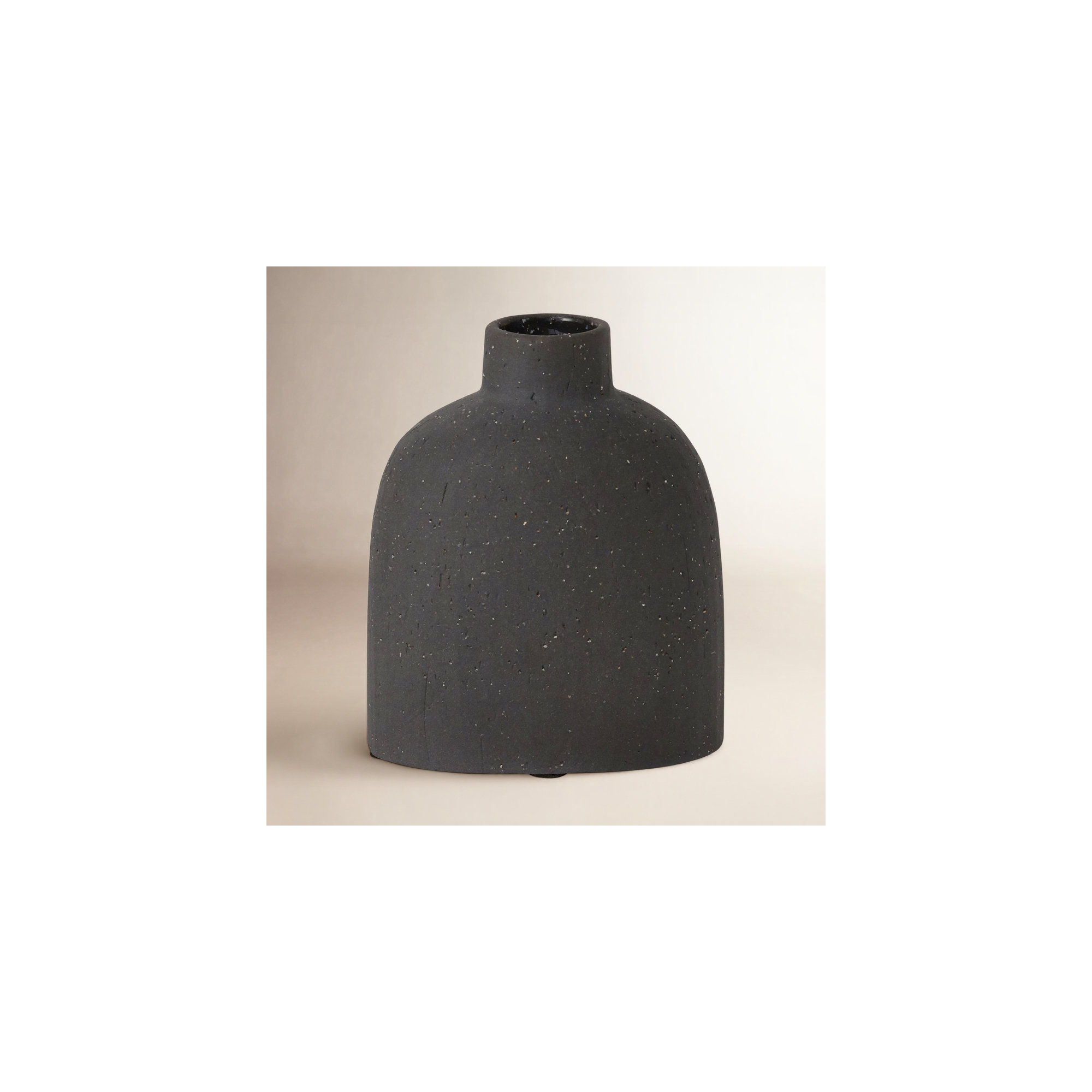 Abie Handmade Ceramic Table Vase, 4.25" H x 3.5" W x 2" D, Black