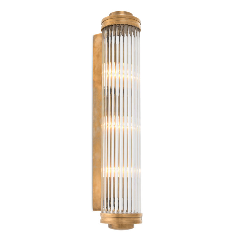 Gascogne Flush Mounted Sconce, Vintage Brass/Clear, 3 Lights