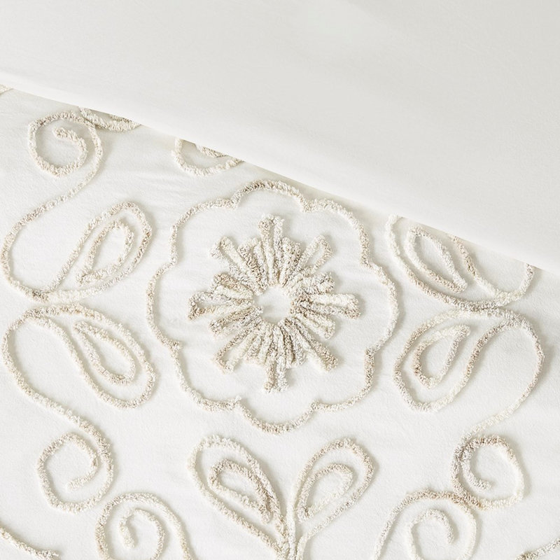 3 Piece Cotton Chenille Duvet Cover - , Machine Washable, Full/queen Full/queen, Button Closure
