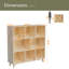 Armoire de rangement en bois de pin à 8 compartiments, L 44 po x H 44 po avec tablettes fixes pour livres / jouets / décoration intérieure, bibliothèque moderne en bois