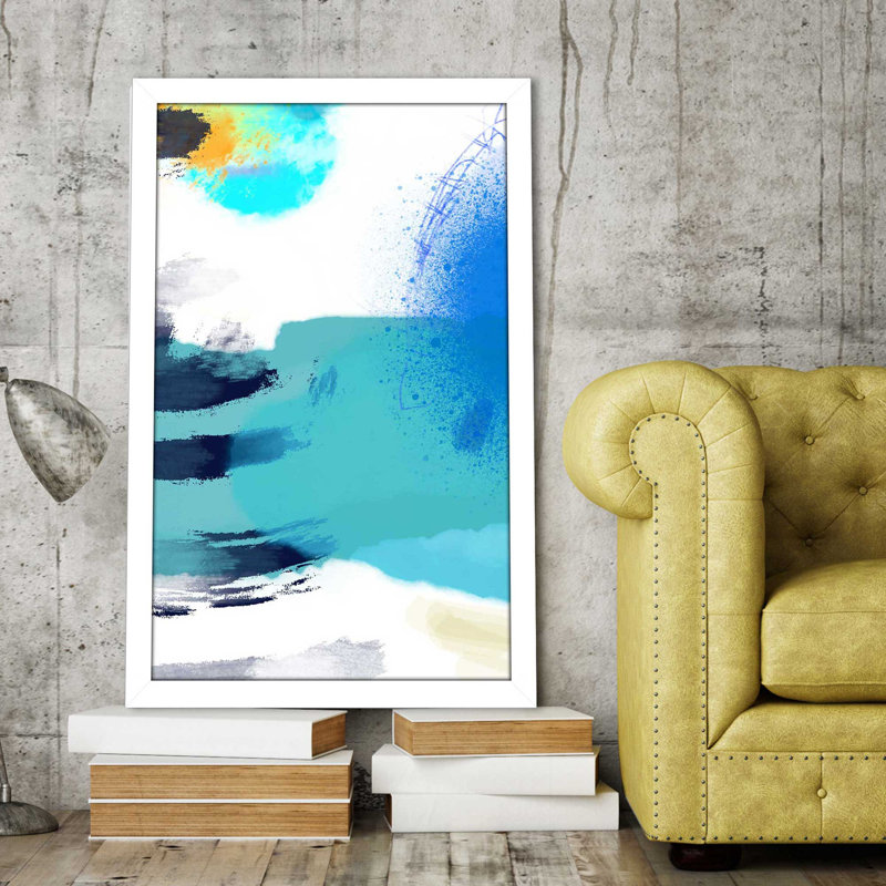 «Dream with Me II» par Ruth Fromstein - peinture sur toile à cadre flottant, H 49,5 po x l 33,5 po x P 1 po, Cadre blanc