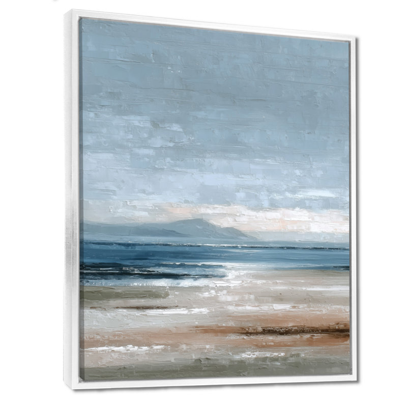 Blanc bleu côtier, oasis océanique retrouvée - art mural sur toile plage, encadré blanc bord de mer, H 32 po x l 24 po, Blanc