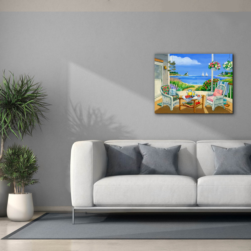  «Wicker Porch» par Geraldine Aikman, art mural sur toile, 34 po x 26 po, H 26 po x l 34 po