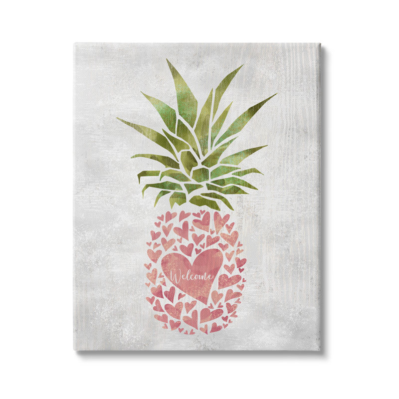" Abstract Heart Shape Pineapple Welcome Greeting " by Ziwei Li, Wall Plaque, 40" H x 30" W