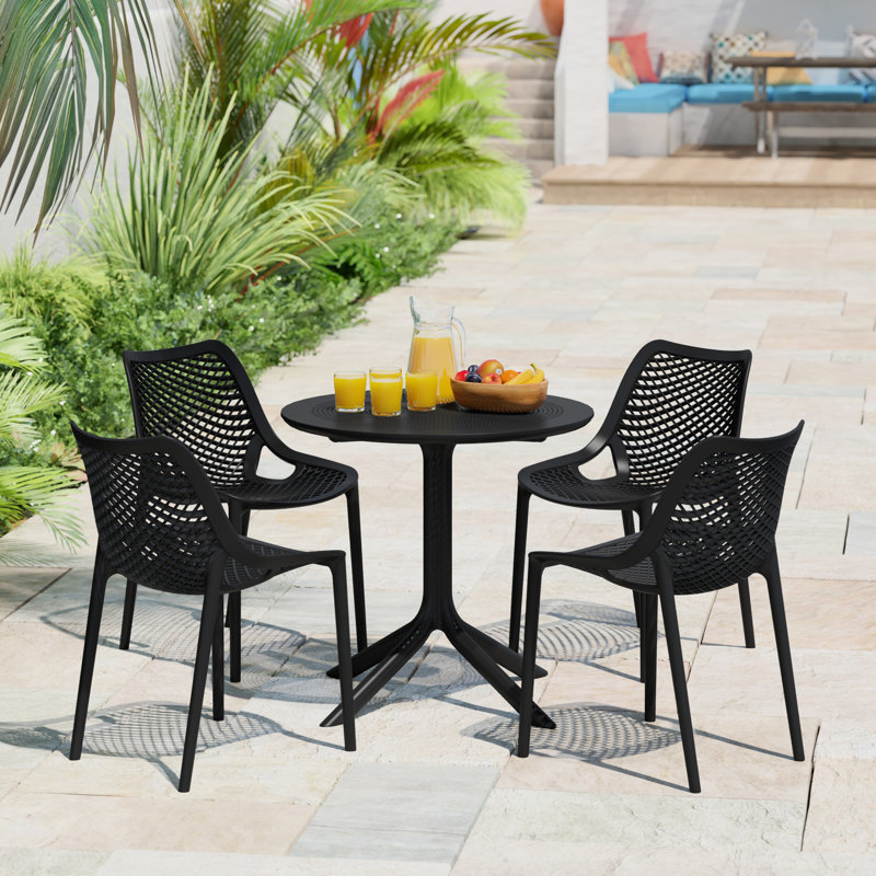 Ensemble repas extérieur pour 4 personnes, Noir