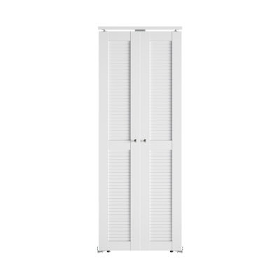 Solid Manufactured Wood Pre-drilled Louvered Pivot-French Door With Installation Hardware Kit