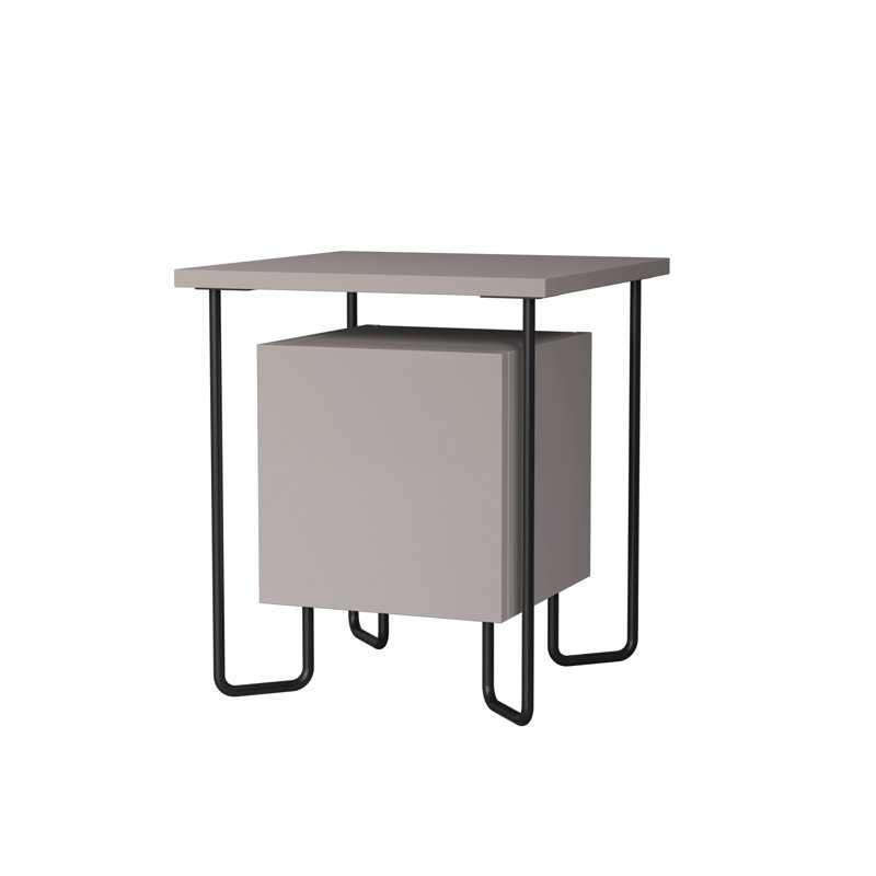Chapman Bedside Table Versatile Nightstand with U-Shaped Metal Legs, Light Mocha