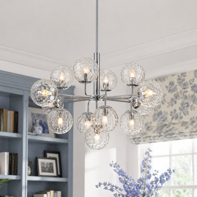 Modern Hammered Glass 13-Light Sputnik Chandelier