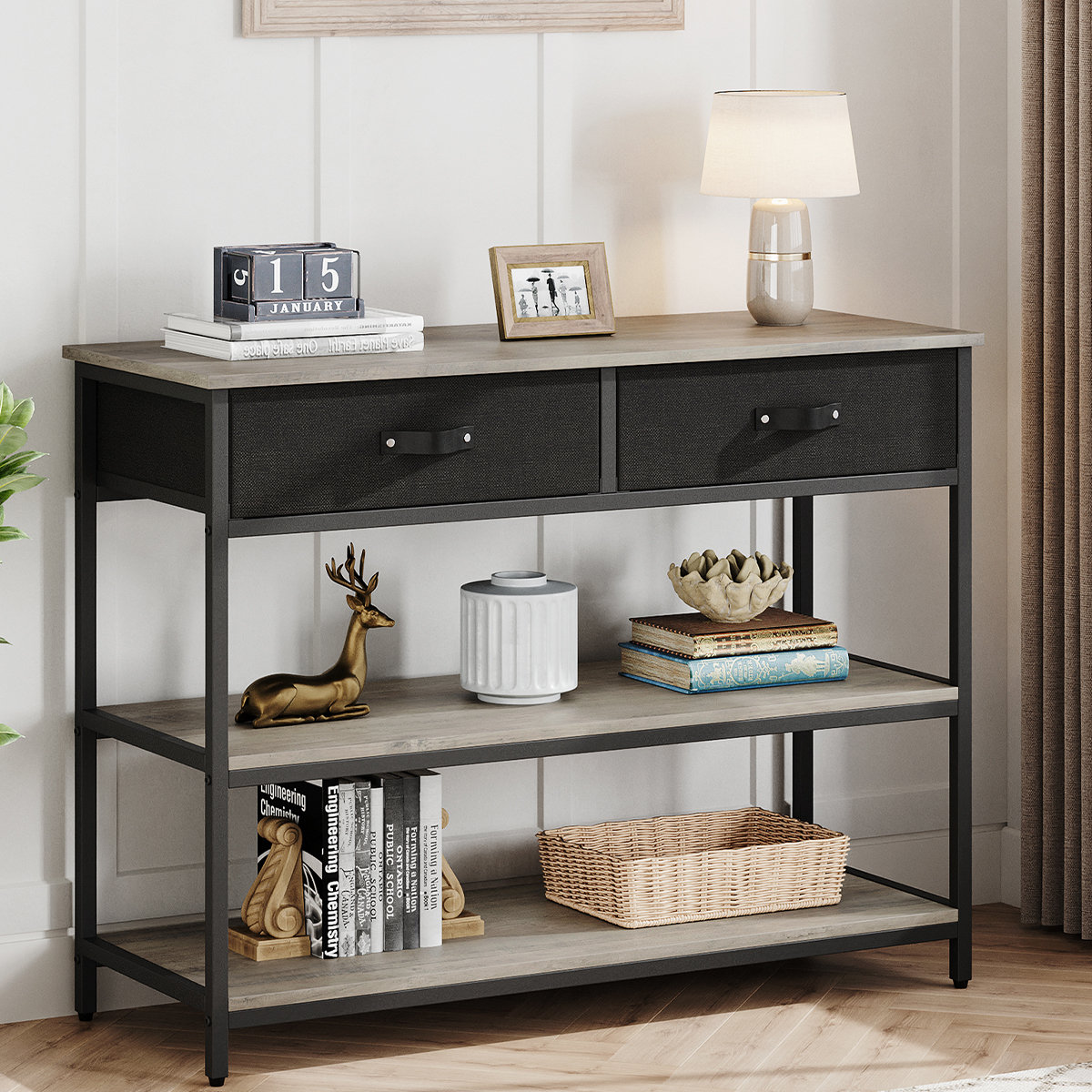 17 Stories Console Table With 2 Drawers And 3 Tiers | Wayfair