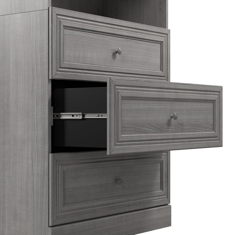 Oneybrook 36" W Closet System with Drawers, Platinum Gray