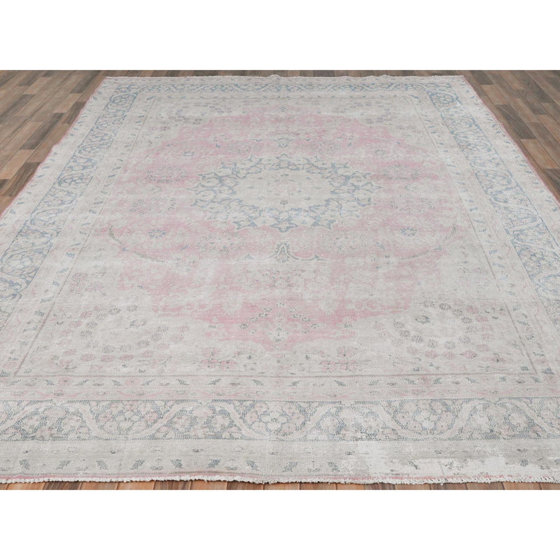 Tapis oriental rose pâle 8 pi 5 po x 11 po 9 po Kann