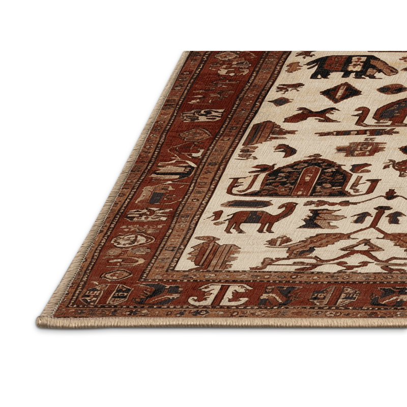 Machine Washable Turkish Brown Area Rug, Rectangle 2' x 3'