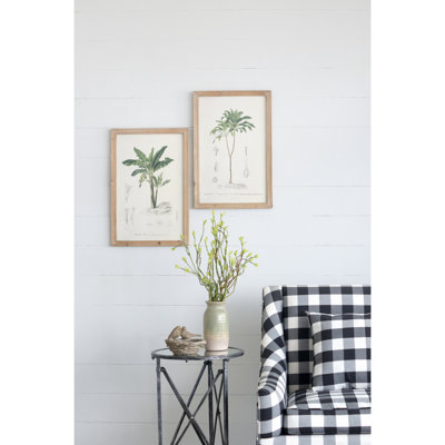 Paire d'arbres encadrés, 15,5 x 23,5 po, rehaussant le décor transitionnel avec des cadres rectangulaires bruns et des images de paysage en duo, avec des illustrations de cadres bruns intérieurs