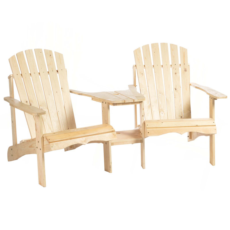 Chaise Adirondack en bois pour deux pour l'extérieur Outsunny