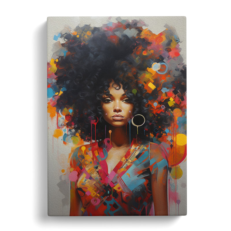 Woman With Curls Hard Edge - Print, 50cm H x 35cm W x 3cm D