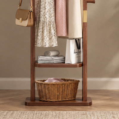 Solid Wood Freestanding 5 - Hook Coat Rack