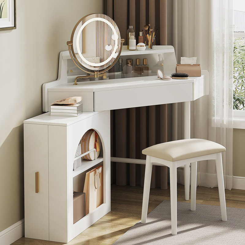 Meuble-lavabo de coin avec miroir et lumières DEL