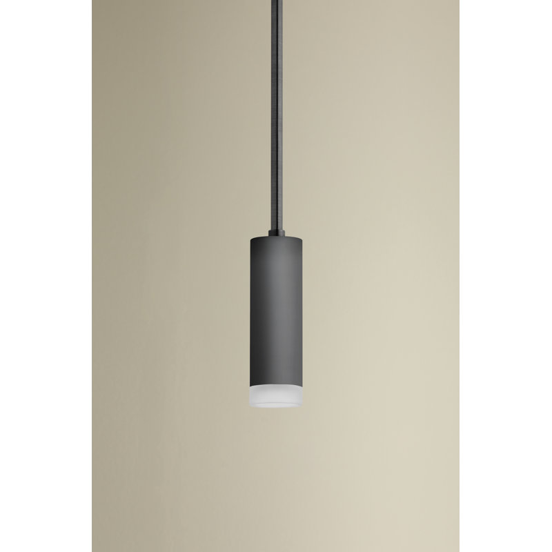 Luxe 1 - Light LED Pendant, 17 W, Satin Black, 56" H x 2.5" W x 2.5" D