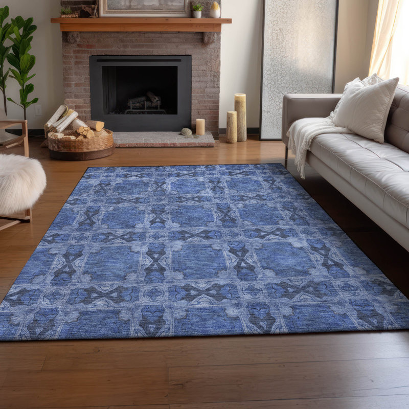 Tapis en denim de qualité supérieure lavable à la machine Cerrito AMF564, Rectangle 10 pi x 14 pi