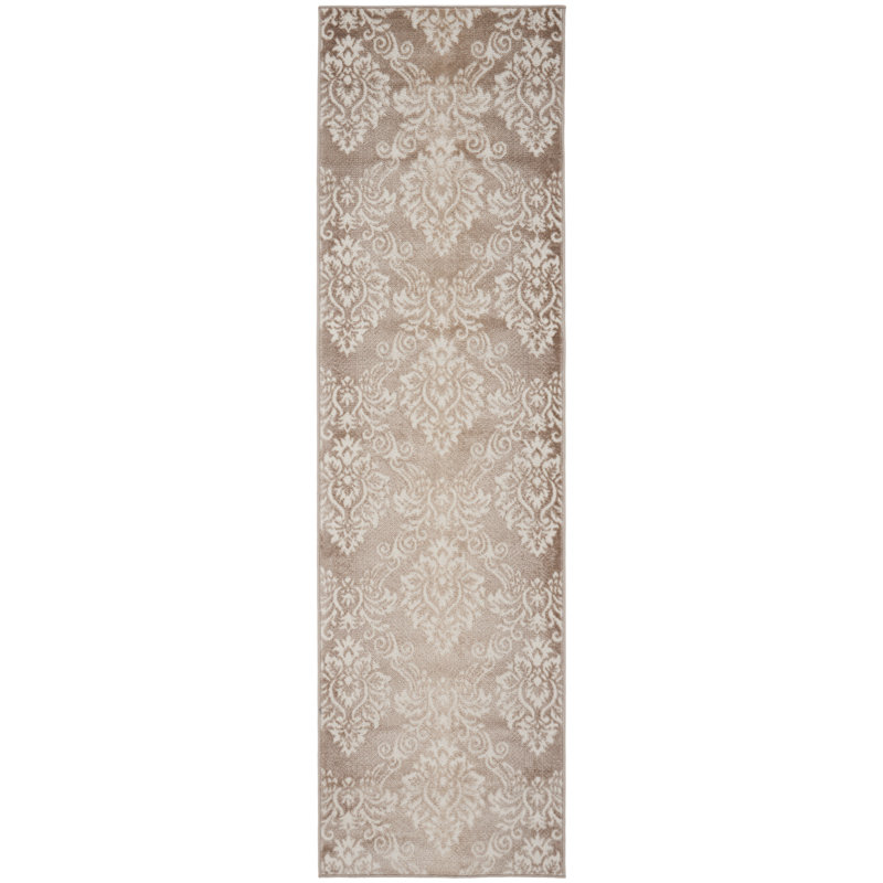 Tapis floral ivoire Rheba, Tapis de couloir 2 pi 3 po x 7 pi 6 po